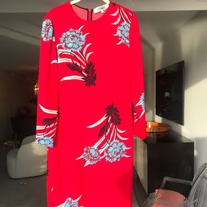 Designer red and floral dress